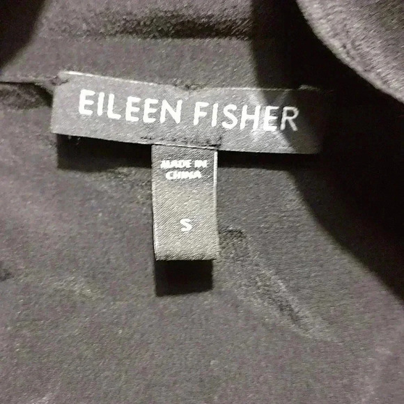 Eileen Fisher Black Project Jacket Stand Collar 100% Silk Crepe Size S Full Zip - Picture 3 of 4